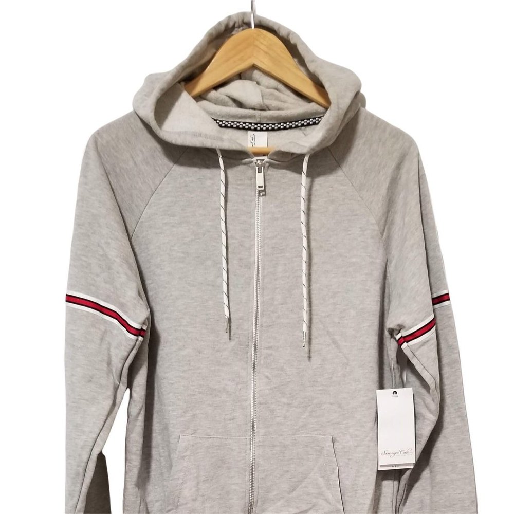Mens Gray Hoodie Zip Front Hooded Sweatshirt New - Picture 5 of 11